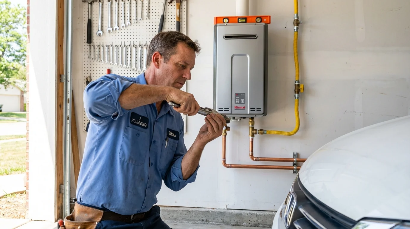 Tankless water heater installation by a Johns Plumbing LLC plumber in Oostburg